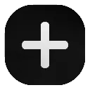 Plus sign symbol in white on a rounded black square background.