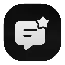 Speech bubble icon featuring a star in the top right corner.
