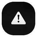 White exclamation mark centered inside a white triangle on a black background.