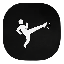 Stick figure performing a high side kick with motion lines.