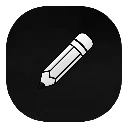 A white pixel art pencil angled diagonally against a dark background.