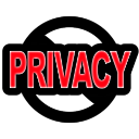 The word PRIVACY in red capital letters with a black circle-slash symbol overlaid on top.