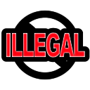The word ILLEGAL in bold red capital letters centered inside a black circle.