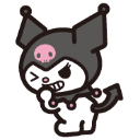 kuromi3_giggles custom emote from ♡ ໋𓈒ﾟ🎀　⊹　blushing．giveaways．social．friends．guild tag．cute．chat．emotes．hangout．fun．vc．chill．gaming