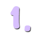 A stylized purple number one with a period on a black background.