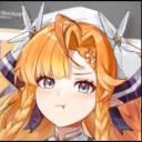 Anime girl with orange hair making a pouting face with a slightly annoyed expression.