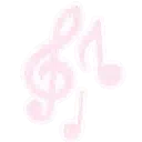 White musical notes floating against a colorful background.