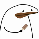 A simple white doodle character holding a small brown popsicle.
