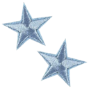 Two metallic blue stars with a glossy, 3D finish floating against a dark background.