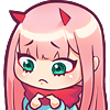 zerotwo_sad_shy Discord Emoji from ⛩ Anime Lovers: Anime ・Manga ・Games