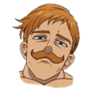 Escanor with a mustache giving a smug side-eye expression.