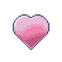 A pixelated pink heart with a red health bar at the bottom that is partially depleted.