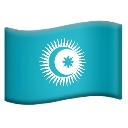 Turkic Council flag with a white crescent, sun, and star on a blue background.