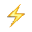 A yellow pixelated lightning bolt on a black background.