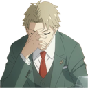 Loid Forger from Spy x Family covering his face with his hand in an expression of deep frustration.