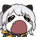 Karenina from Punishing: Gray Raven crying with her mouth wide open in an exaggerated, cartoonish expression.
