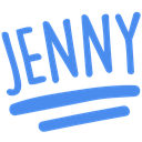 The name Jenny written in a bold blue brush-style font with an underline.