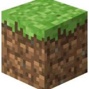 Grass block cube with a green top and brown sides in a pixelated art style.