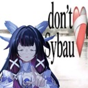 Anime girl with a dismissive expression next to the text don't and a heart symbol.