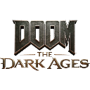 Logo text reading DOOM THE DARK AGES in a metallic, weathered font style.