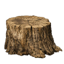 Tree stump rendered in pixel art style with brown bark and a flat top.
