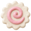 Narutomaki fish cake with a pink spiral pattern on a white background.