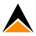 A stylized triangle icon split into a black top and an orange bottom, forming an upward-pointing arrow.