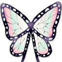 Butterfly with pink and white wings and black borders in an anime art style.