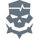 A gray pixelated skull with a heartbeat line across its forehead on a black background.