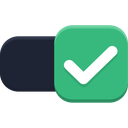 Toggle switch set to the on position with a white checkmark on a green background.