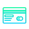 Credit card icon rendered in a blue pixel art style.