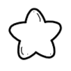 Star with rounded edges and simple line art details.