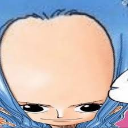 Anime character with an extremely large and distorted forehead looking directly at the viewer.