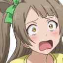 Anime girl with wide eyes and a blushing face looking completely shocked.