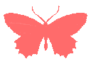 Four pink pixelated butterflies in different shapes arranged in a horizontal row.