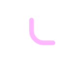 A pink pixelated letter L on a black background.