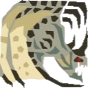 Shagaru Magala head in a pixel art style facing to the right.