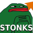Pepe the Frog looking smug with the word STONKS written below him.