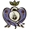 A purple emblem featuring a central white circle with a dark claw scratch mark.