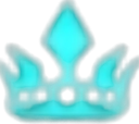 A stylized crown colored in bright cyan with a soft glowing effect.