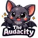 A cute cartoon bat with a mischievous grin pointing its finger forward with golden sparkles nearby.