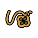 A four-leaf clover icon attached to a golden loop against a black background.