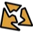 A golden, angular, jagged fragment shape centered on a black background.
