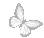 Four white pixel-art butterflies arranged in a horizontal row.