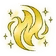 Golden energy burst surrounded by small twinkling stars.