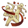 Two figures performing a dance move while wrapped in a flowing red ribbon.