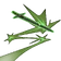 A glowing green sword performing a sharp diagonal slash against a black background.