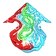 Energy vortex swirling with red, green, and blue colors in a pixelated style.