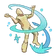 A humanoid figure being lifted and spun by a swirling blue magical wind effect.