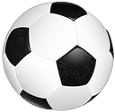 Soccer ball with a traditional pentagonal pattern.